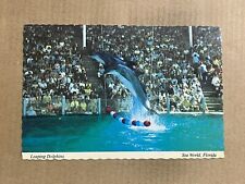 Postcard Sea World Orlando FL Florida Leaping Jumping Dolphins Vintage PC picture