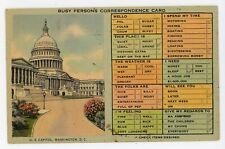 Vintage Postcard Washington DC US Capitol Busy Person's Card Linen Posted 1941 picture