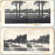 c1900s Chicago IL Lincoln Blvd / West Point Academy Double 2 Side Stereoview V42 picture
