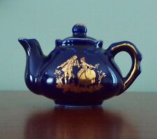 Vintage Limoges France Miniature Teapot Cobalt Blue & Gold picture