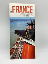 S.S. FRANCE brochure 1950s Fold out S/S France Greets You picture