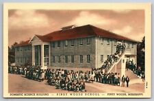 Piney Woods School Domestic Science Blg Student Body Pic MS C1940's Postcard T18 picture