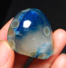 TOP 15G Blue Polished Gobi Agate Eye Agate Crystal Quartz Stone Madagascar QC247 picture