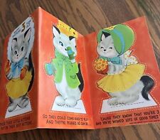 Vintage American Greetings #3 Birthday Card Cat Paper Dolls Punch Out Ephemera picture