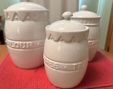 Vintage 1997 Boston Warehouse White kitchen Storage Canisters Set Of 3 picture