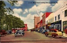 Vintage Postcard Lakeland FL Florida facing East down Main Street 1951     F-382 picture