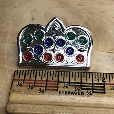 VTG Awana Clubs Silver tone Crown Pin with 12 multicolored award jewels AWANAS picture