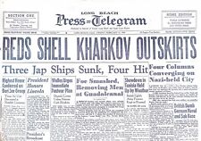 Long Beach Press Telegram February 12, 1943 Reds Shell Kharkov Outskirts picture