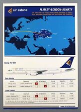 AIR ASTANA AIRLINE TIMETABLE ALMATY - LONDON BOEING 757 picture
