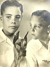 (AmH) FOUND Photo Photograph Vtg Snapshot Artistic 2 Boys Great Dane Dog picture
