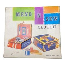 Vintage/Retro MEND N SEW Clutch Kit Blue/White J. Snyder Thread Thimble Pins picture