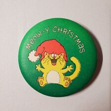 Vintage Hallmark 1983 Meow'y Christmas Humorous Christmas Cat Pinback Button picture