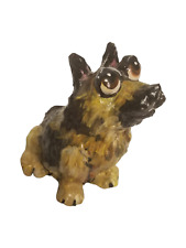 VTG Puppy Dog Sculpture Figurine Brown Glossy Bulging Eyes Beautiful picture