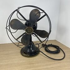 Antique R&M Robbins Myers 1920s Oscillating Electric 4-Blade Fan #4621 10” Black picture