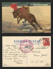 Postcard The Matador and Bull Mexico to New York 1944 US Censor El Paso Texas picture