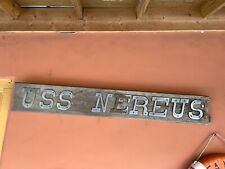 Vintage US Navy USS NEREUS Submarine Ships Plank With Brass Sign Plaque Maritime picture
