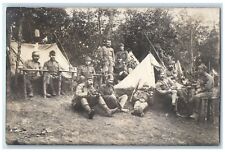 c1910's European US Army Soldiers Camp Tent WWI RPPC Photo Antique Postcard picture
