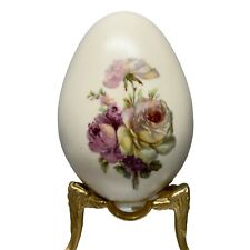 Vintage Eggzakly Porcelain Egg Floral Roses Handcrafted With Stand picture