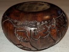 Vintage hand carved African dark Ironwood Blackwood ethnic boho tribal wood bowl picture
