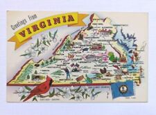 Postcard State Map Virginia VA - Greetings From Virginia Vintage Unposted  picture