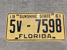 Vintage 1961 Florida SUNSHINE STATE License Plate Original Car Tag Collect VTG picture