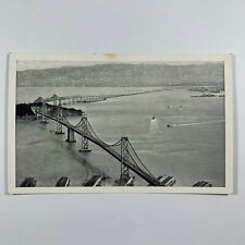 Postcard California Oakland San Francisco CA Bay Bridge 1940s Aerial BW Chrome picture