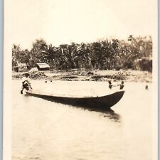c1900s Asian Boat Canoe RPPC Swim Children South China Philippines? Tropic A187 picture