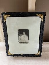 Antique Victorian Gold Black Wood Gesso Metal Filagree Picture Frame 8x10 Baby picture