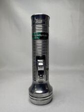 Vintage 1960s Ray-O-Vac Sportsman Flashlight Ribbed Stainless Steel Works picture