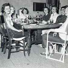 AYA Photograph 1955 Group Of Women Dinner Table Look At Camera Smiling Lovely  picture