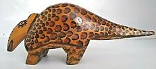 HANDCRAFTED WOODEN ARMADILLO CANDLEHOLDER RED BROWN BLACK  picture