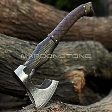 HAND FORGED VIKING VALKNUT Carbon Steel Throwing Axe/Hatchet Leather Sheath 1399 picture