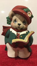 HAND PAINTED CERAMIC BEAR CHRISTMAS FIGURE FAMILY HOLIDAY CAROLER SINGING picture