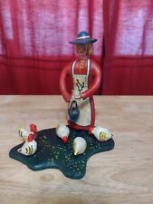 VTG Bill Jauquet Woman Feeding Chickens Figurine Folk Americana Figure 1993 Farm picture