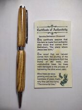 Handmade Hand Turned Olive Wood From Bethlehem Chrome Trim Twist Pen picture
