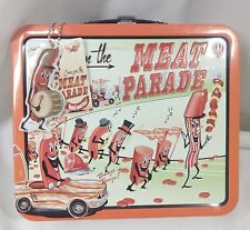 Archie McPhee MEAT PARADE Metal Lunchbox New +tags embossed vintage style 2013 picture