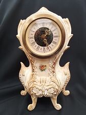 NARCO MANTLE WINDUP CLOCK ARTIST SIGNED VTG 1977 WEST GERMANY WORKING PINK ROSE picture