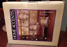 Home Accents Lifestyles Brass Candle Holders Set Of 3 Candles 393178 Brand New picture