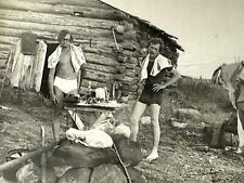 1970s Log house Muscular Guys Shirtless Men Beefcake Gay Int VINTAGE B&W PHOTO picture