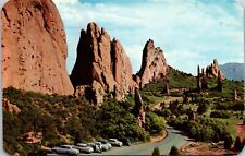 Pike's Peak Garden of Gods Interior Panorama Old Car CO Colorado Postcard Chrome picture