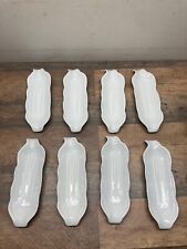 Set of 8 White Embossed Ceramic Corn on the Cob Dishes picture