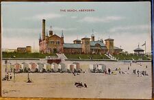 Scottish Postcard THE BEACH - ABERDEEN Scotland Bathing Huts Alphonse Louis Reis picture
