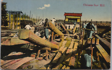 c1910 Shanghai China Chinese Sawmill Workers Frame Pit Saws Wood Sawyers picture