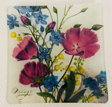 FRINGE Studio Square Glass Tray Trinket Dish Floral Design 4.5''x4.5” picture