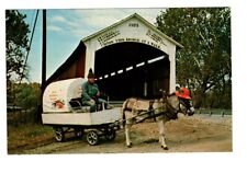 Vintage Parke County Indiana Mecca Covered Bridge Unposted Postcard #358 picture