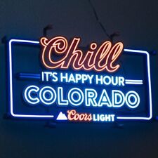 Beer Chill Colorado It's Happy Hour Vivid LED Neon Sign Light Lamp With Dimmer picture