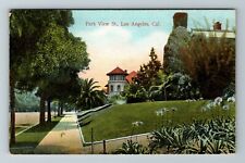 Los Angeles CA-California, Scenic Park View, Outside Path, Vintage Postcard picture
