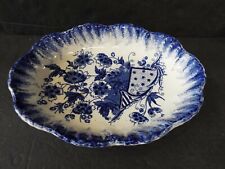 ANTIQUE   STAFFORDSHIRE KNOT SMITH BINNALL BLUE BOWL FLORAL  VEGETABLE SERVING picture