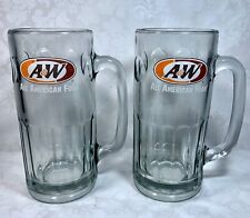 (2) A&W Root Beer Float Mug 7“ Heavy Glasses Original Logo & “All American Food” picture