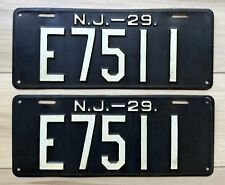 1929 New Jersey License Plate Pair -  Nice Original Paint Condition picture